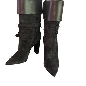 Saint Laurent Black Suede Heeled Boots